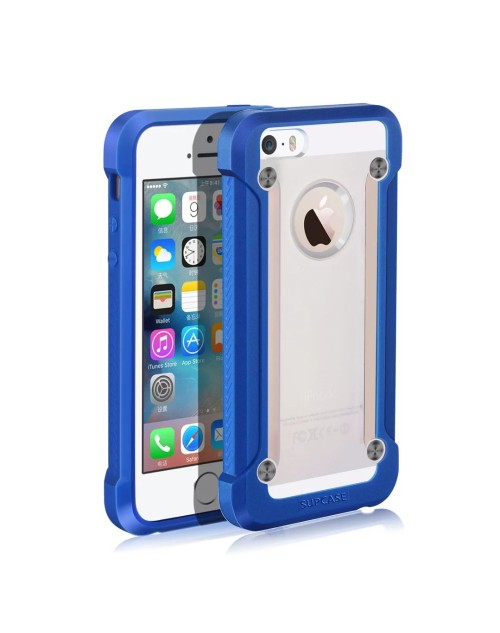 SUPCASE Armor Hard Phone Case For iPhone 5S Cover Clear Matte Back Shockproof Soft TPU Bumper Protective Case-Blue